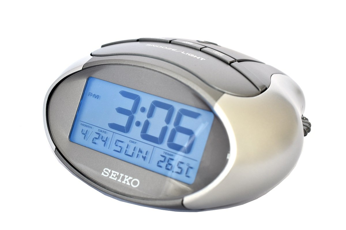 Seiko QHL023A LCD Travel Portable Alarm Clock with Calendar
